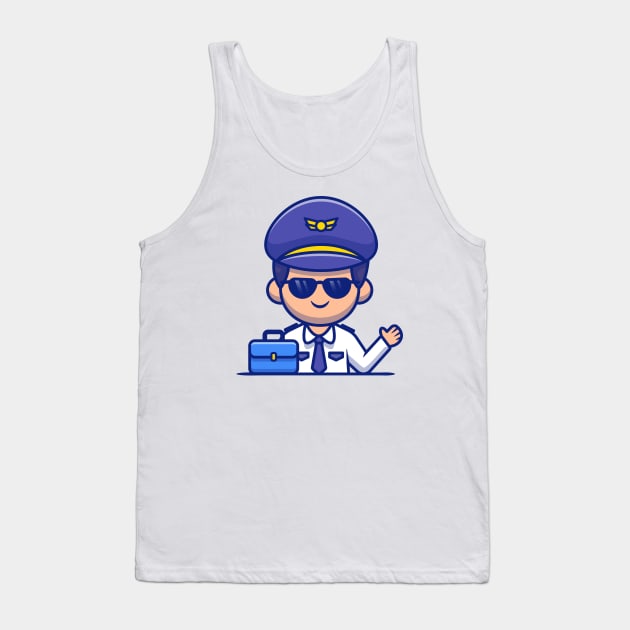 Pilot With Suitcase Cartoon Tank Top by Catalyst Labs